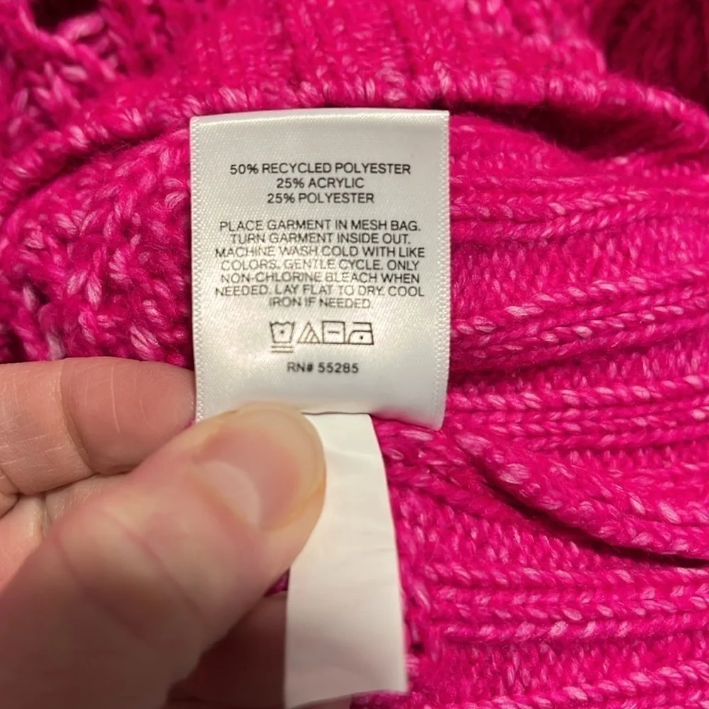 Express Hot Pink Open Knit Crew Sweater